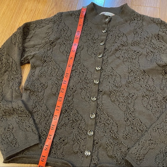Vintage Brown Wool Lace Floral Cardigan - Picture 14 of 14